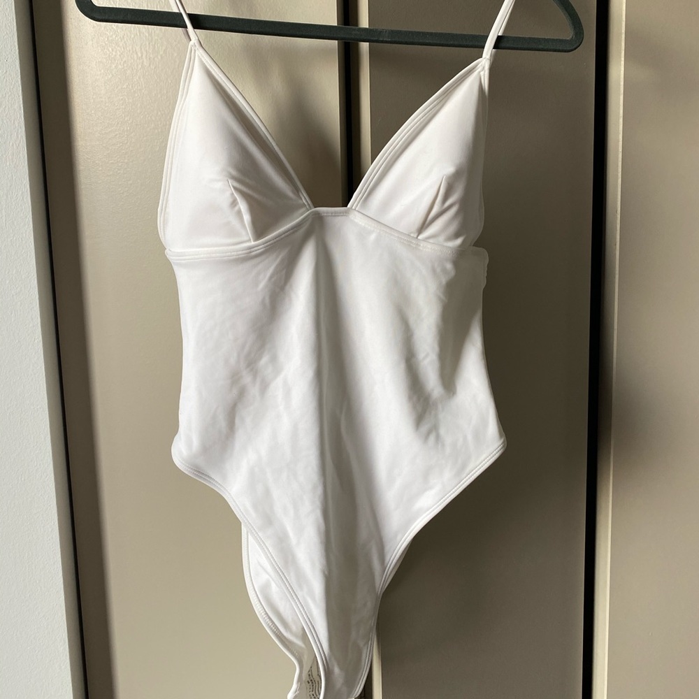 White one piece bathing suit